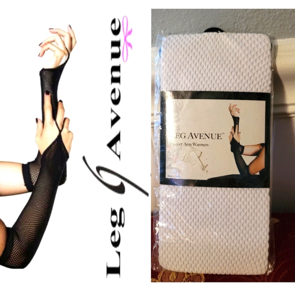 Leg Avenue WHITE Fishnet Arm Warmers RAVE